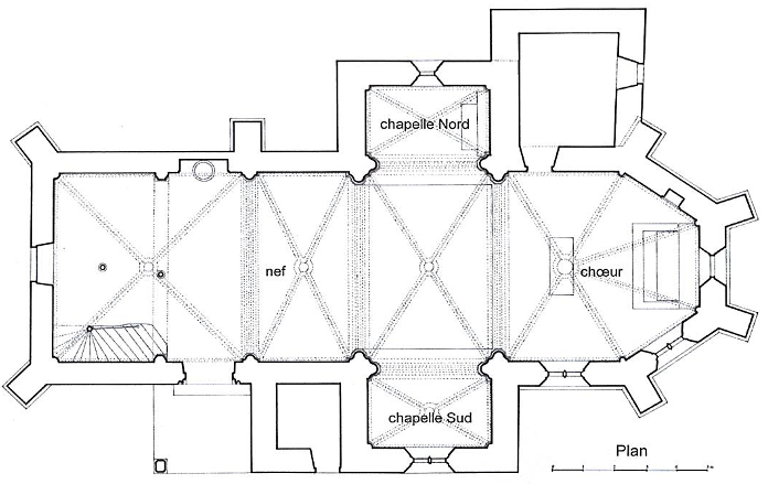 Plan de l'église fortifiées de Boussac
